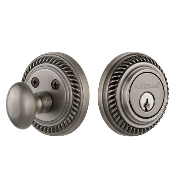 Nostalgic Warehouse ROP Single Cylinder Deadbolt Keyed Differently Rope in Antique Pewter